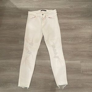 J Brand baby pink distressed skinny jeans size 28